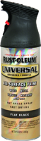 RUST-OLEUM UNIVERSAL 245198 Flat Spray Paint, Flat, Black, 12 oz Aerosol Can