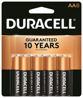 Duracell COPPERTOP MN15B8ZTSS Alkaline Battery, AA, Manganese Dioxide, 1.5 V