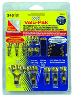 OOK 50918 Picture Hanging Kit, 5 to 100 lb Weight Capacity, Steel, Brass