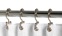 Zenna Home 96SS Double Roller Shower Curtain Hook, Steel/Zinc, Chrome