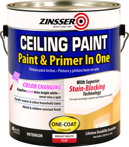 ZINSSER 260967 Ceiling Paint, Flat, Bright White, 1 gal Can