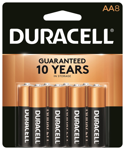 Duracell COPPERTOP MN15B8ZTSS Alkaline Battery, AA, Manganese Dioxide, 1.5 V