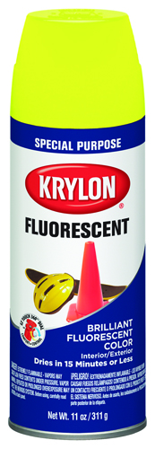 Krylon K03104007 Fluorescent Paint, Gloss, Lemon Yellow, 11 oz Can