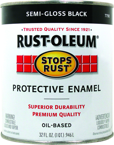 RUST-OLEUM INTERIOR / EXTERIOR SEMI-GLOSS BLACK ENAMEL ,QT