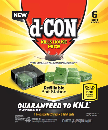 d-CON Corner Fit Refillable Mice Bait Station, Solid, Sweetish, Faint