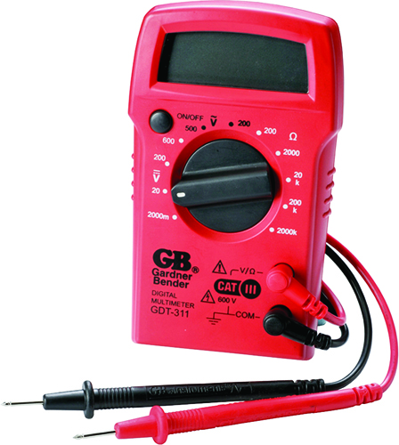 GB GDT-311 Digital Multimeter, Battery, LCD Display, Red