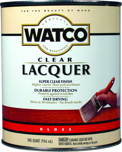 WATCO 63041 Lacquer Clear Wood Finish, Clear, Gloss, 1 qt Can