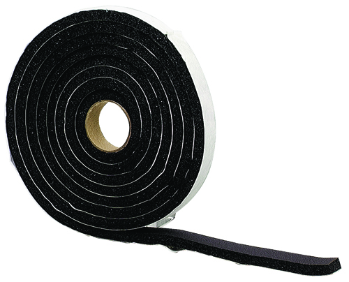 M-D 06635 Premium Weatherstrip Tape, 10 ft L, 3/4 in W, Rubber, Black