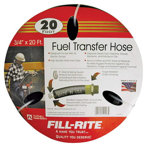 Fill-Rite FRH07520 Fuel Transfer Hose, 20 ft L, Neoprene