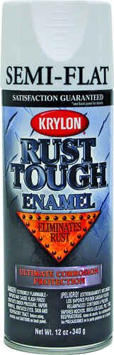 Krylon K09201007 Rust-Preventative Enamel Paint, Semi-Flat, White, 12 oz Can