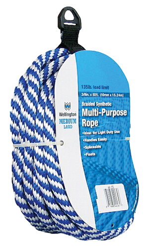 Wellington 44165 Derby Rope, 183 lb Working Load Limit, 50 ft L, 3/8 in Dia,