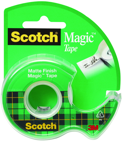 Scotch Magic 105 Office Tape, 300 in L, 3/4 in W, Plastic Backing