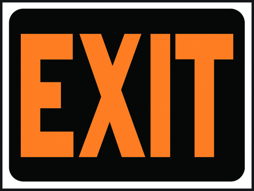 HY-KO Hy-Glo 3003 Identification Sign, Exit, Fluorescent Orange Legend