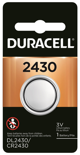 Duracell DL2430BPK Coin Cell Battery, Lithium, Manganese Dioxide, CR2430