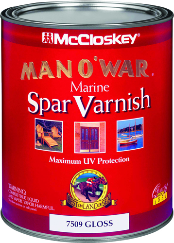 McCloskey Man O' War 7509 Marine Spar Varnish, Clear, Gloss, 1 qt Can