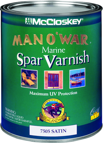 McCloskey Man O' War 7505 Marine Spar Varnish, Clear, Satin, 1 qt Can