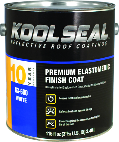 KOOL SEAL KS0063600-16 Elastomeric Roof Coating, White, 1 gal Pail