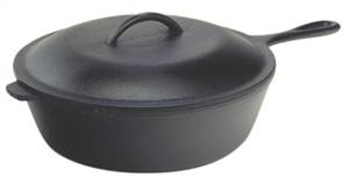 Lodge L8CF3 Seasoned Covered Deep Skillet, 10-1/4 in Dia, Iron, Black