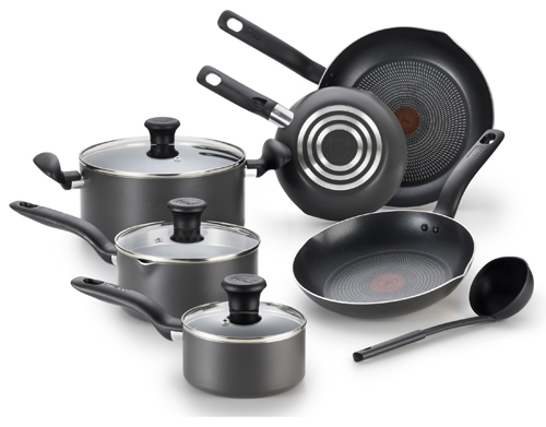 T-fal B167SA64 Cookware Set, Aluminum, Gray, 10-Piece