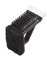 Omaha 3-In-1 Grill Brush With Scraper, Stainless Steel Bristle/Scraper