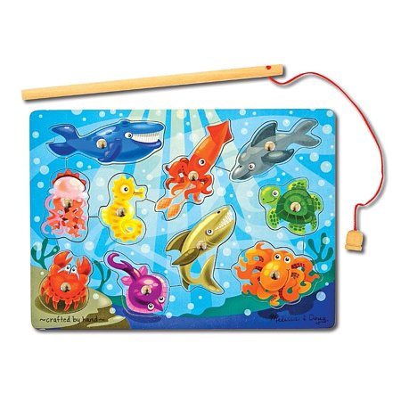 Melissa & Doug Magnetic Wooden Fishing Game and Puzzle