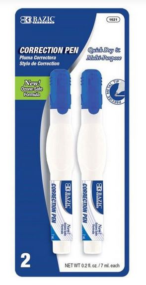 BAZIC METAL TIP CORRECT PEN 2PK