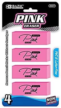 BAZIC PINK BEVEL ERASER  50PK