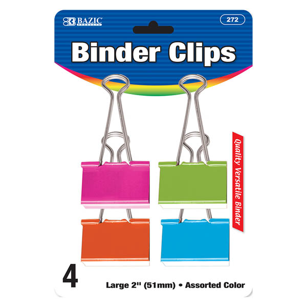 BAZIC 2""BINDER CLIP ASST