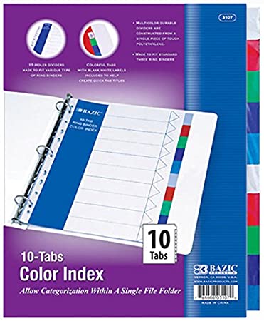 BAZIC 3RING BINDER DIVIDERS