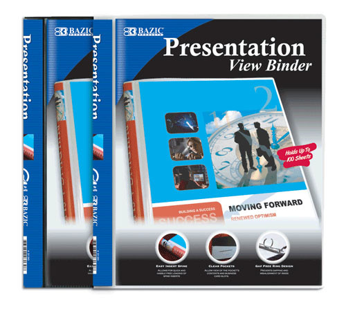 BAZIC 3130 1/2" Poly 3-Ring Presentation View Binder w/ Pocket