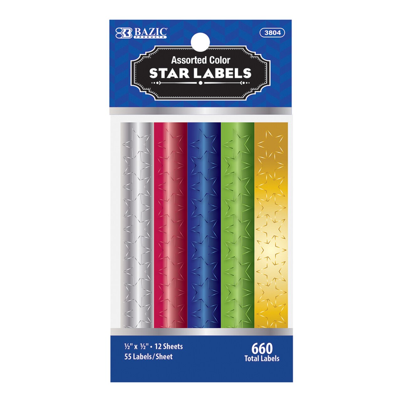 BAZIC FOIL STAR LABEL ASST 300PK