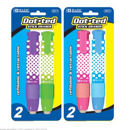 BAZIC RETRACT STICK ERASER 2PK