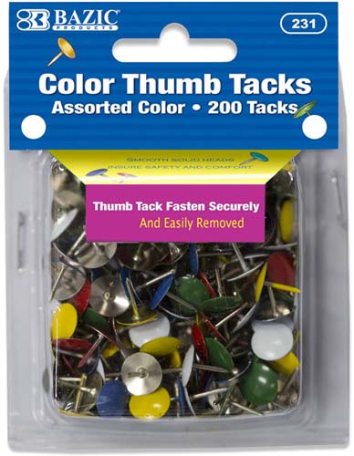 BAZIC ASST COLOR THUMB TACK