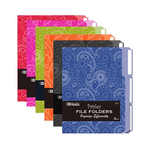 BAZIC PAISLEY FILE FOLDER 3PK