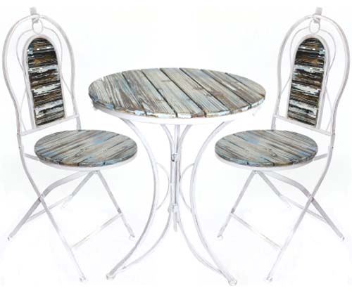 Wood and Metal Bistro Set-Outdoor