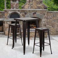 BAR TABLE SET SQUARE BLACK/GOLD