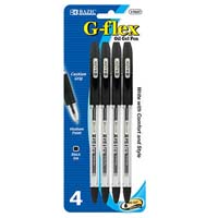 BAZIC BLACK OIL-GEL INK PEN 4PK