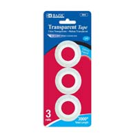 BAZIC TRANSPARENT TAPE 3/4"" 3PK