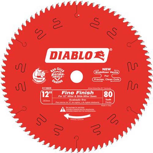 Diablo D1280X Circular Saw Blade, 12 in Dia, Carbide Cutting Edge, 1 in