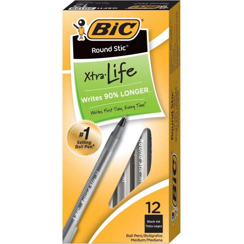 BIC PEN  RND/STIC X-LIFE MED BLK