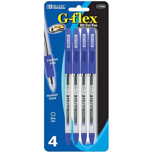 BAZIC BLUE OIL-GEL INK PEN 4PK