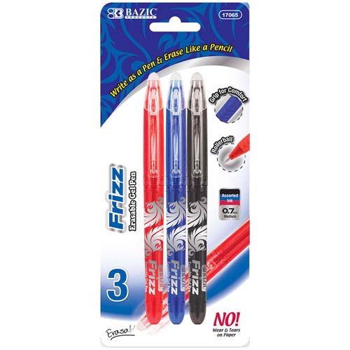 BAZIC FRIZZ ERASABLE GEL PEN 3PK