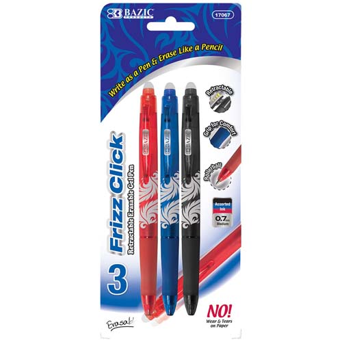 BAZIC FRIZZ ERASABLE GEL PEN 3PK