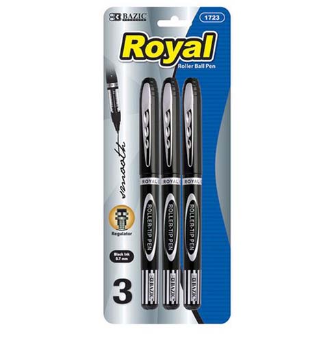 BAZIC R/BLACK ROLLERBALL PEN 3PK