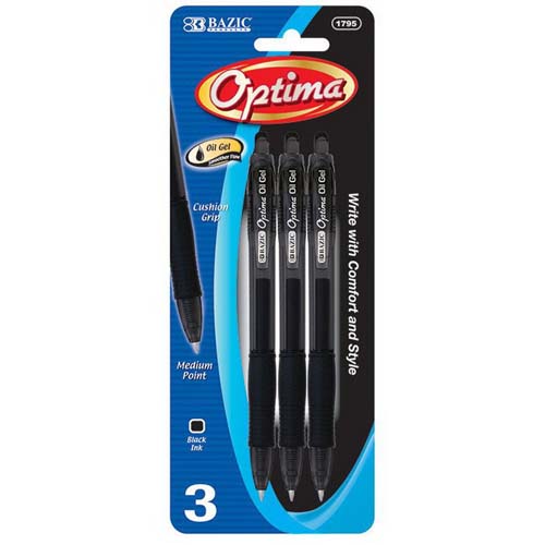 BAZIC BLACK RETRACTABLE PEN 3PK