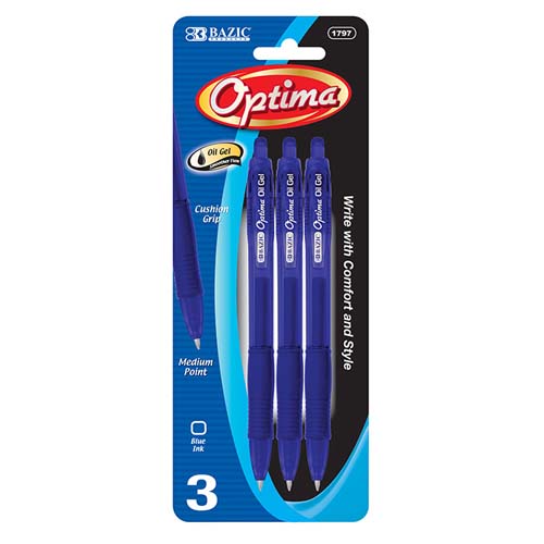 BAZIC BLUE RETRACTABLE PEN 3PK