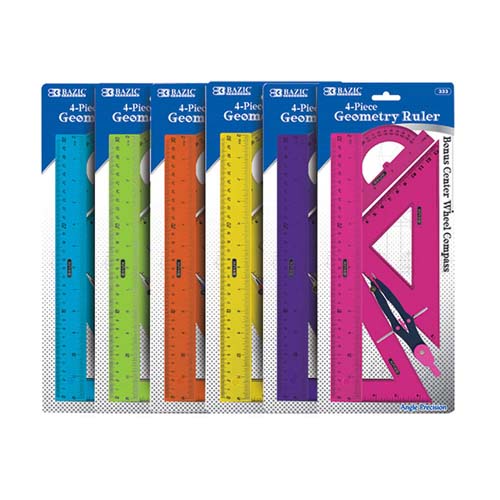 BAZIC 4PCE GEOMETRY RULER SET