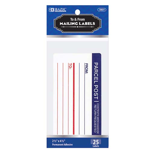 BAZIC MAILING LABEL 25PK