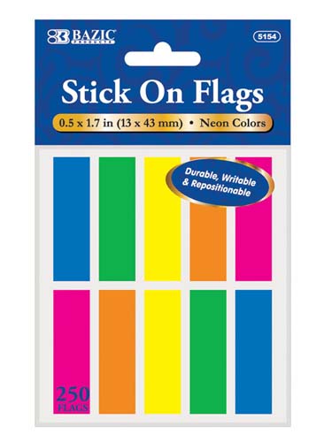 BAZIC NEON CODING FLAGS 6PK