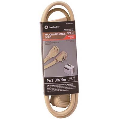 Southwire 3 ft. 14/3 Flat Appliance Extension Cord